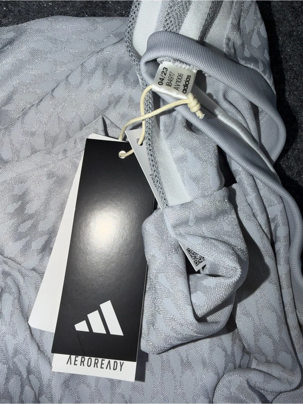 adidas Men’s Light Gray V-Neck Athletic Jersey